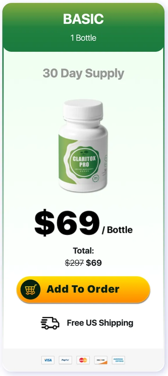 Claritox Pro 1 bottle package - 30-day supply natural balance and brain support supplement for daily wellness