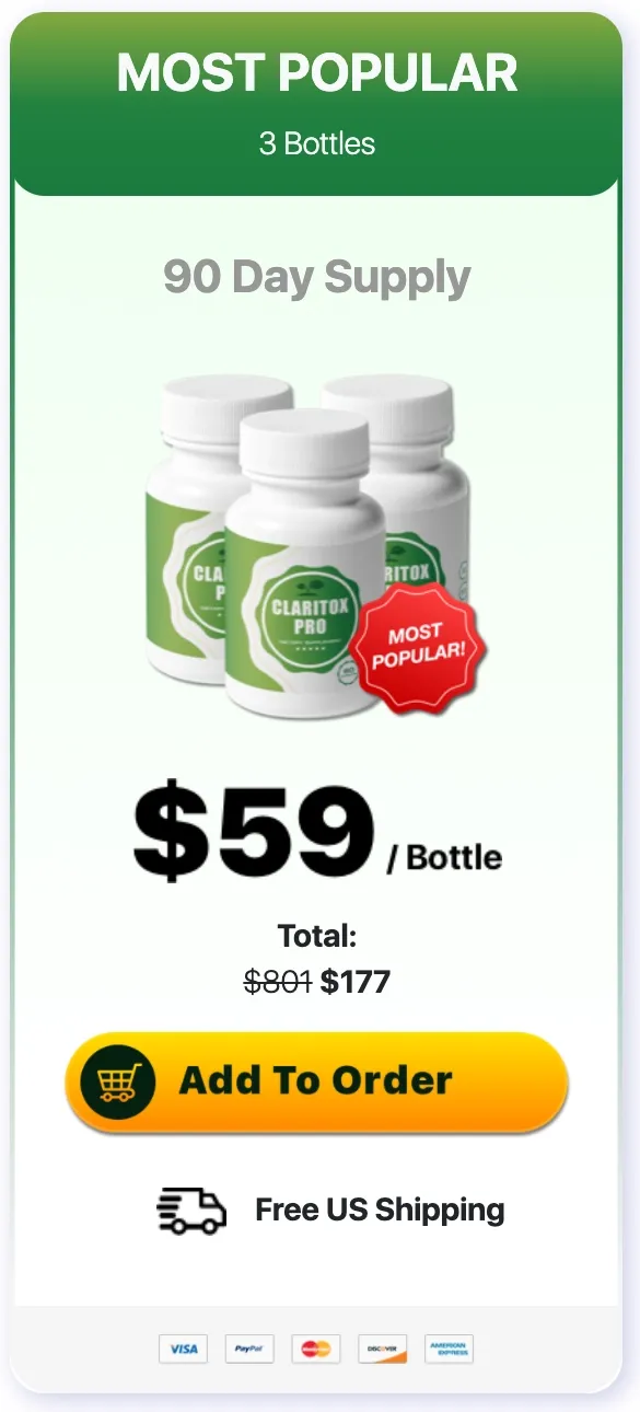 Claritox Pro 3 bottle package - 90-day supply with popular savings and free US shipping